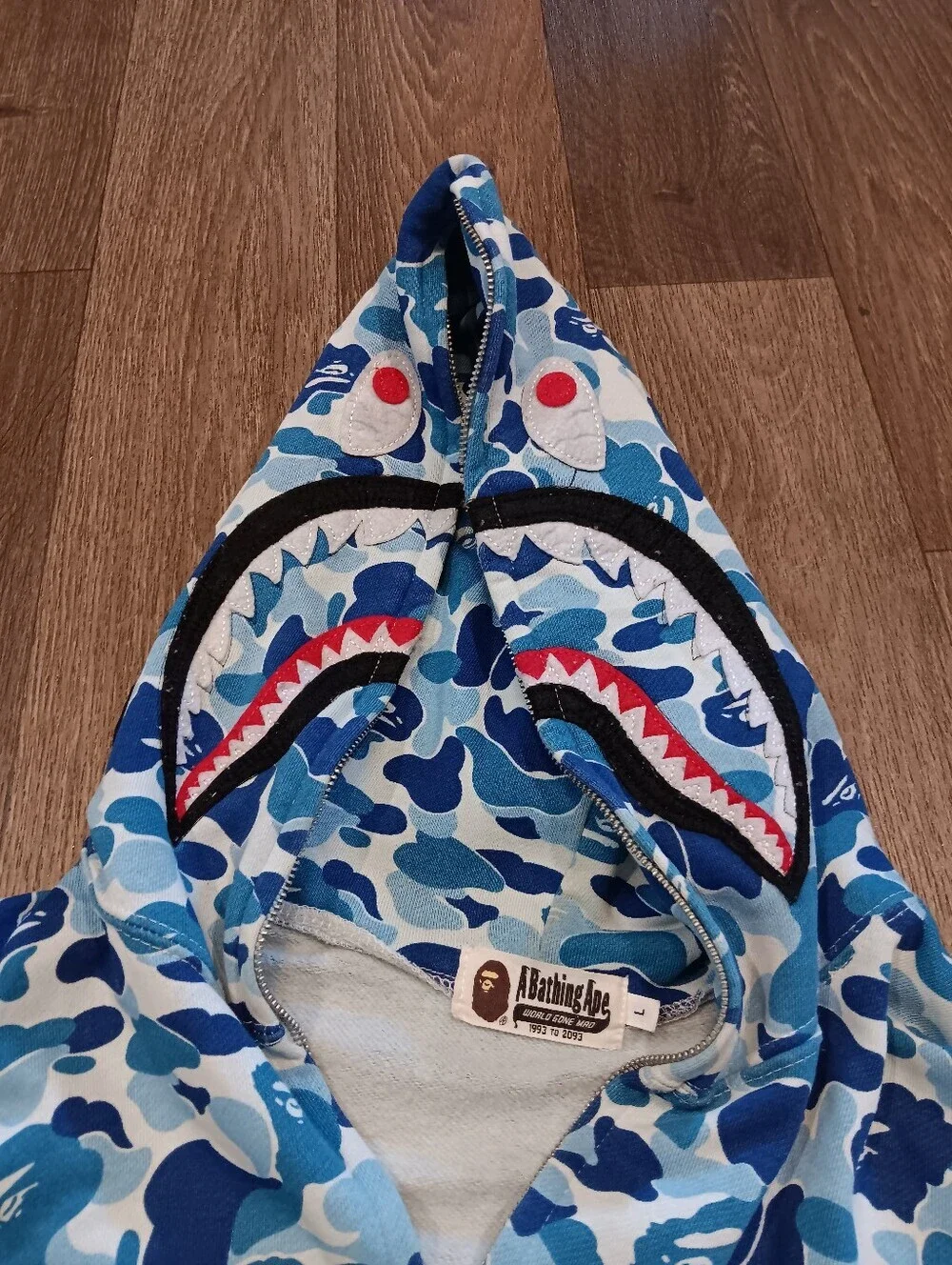 BAPE ABC Camo Shark WGM Full Zip Hoodie Blue | A Bathing Ape Sz L